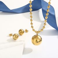Titanium Steel 18K Gold Plated Elegant Lady Polishing Plating Solid Color Earrings Necklace main image 4