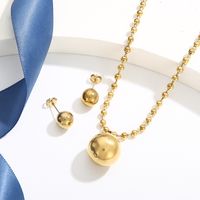 Titan Stahl 18 Karat Vergoldet Elegant Dame Polieren Überzug Einfarbig Ohrringe Halskette main image 5