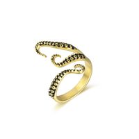 Stainless Steel Titanium Steel 18K Gold Plated IG Style Simple Style Asymmetrical Plating Octopus Rings sku image 6