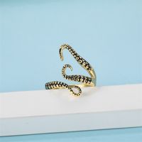 Stainless Steel Titanium Steel 18K Gold Plated IG Style Simple Style Asymmetrical Plating Octopus Rings main image 6
