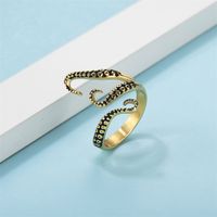 Stainless Steel Titanium Steel 18K Gold Plated IG Style Simple Style Asymmetrical Plating Octopus Rings main image 2