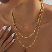 Simple Style Solid Color Alloy Plating Women's Three Layer Necklace main image 1