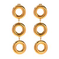1 Pair Ig Style Simple Style Circle Plating Hollow Out Stainless Steel 18k Gold Plated Drop Earrings main image 2