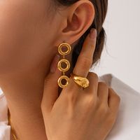 1 Pair Ig Style Simple Style Circle Plating Hollow Out Stainless Steel 18k Gold Plated Drop Earrings main image 5