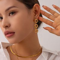 1 Pair Ig Style Simple Style Circle Plating Hollow Out Stainless Steel 18k Gold Plated Drop Earrings main image 1