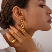 1 Pair Ig Style Simple Style Circle Plating Hollow Out Stainless Steel 18k Gold Plated Drop Earrings main image 4