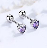 1 Pair Simple Style Heart Shape Plating Inlay Sterling Silver Zircon Ear Studs sku image 5