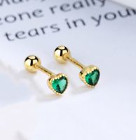 1 Pair Simple Style Heart Shape Plating Inlay Sterling Silver Zircon Ear Studs sku image 8