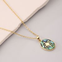 Ig Style Star Oval Stainless Steel Gold Plated Shell Pendant Necklace In Bulk main image 4