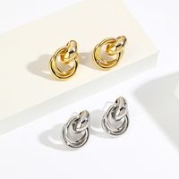 1 Pair Simple Style Circle Plating Brass Drop Earrings main image 5