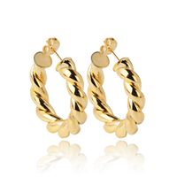 1 Pair Simple Style C Shape Twist Plating Copper 18k Gold Plated Ear Studs main image 2
