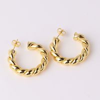 1 Pair Simple Style C Shape Twist Plating Copper 18k Gold Plated Ear Studs main image 3