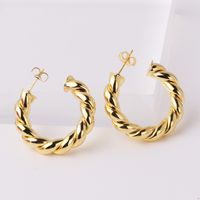 1 Pair Simple Style C Shape Twist Plating Copper 18k Gold Plated Ear Studs sku image 1