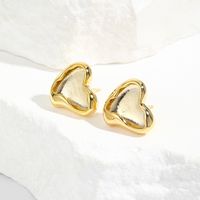 1 Pair Sweet Irregular Heart Shape Plating Brass Ear Studs sku image 1