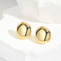 1 Pair Simple Style Round Plating Brass Ear Studs main image 1