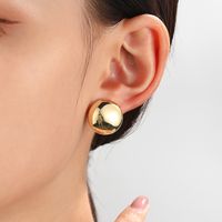 1 Pair Simple Style Round Plating Brass Ear Studs main image 3