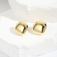 1 Pair Simple Style Square Plating Brass Ear Studs sku image 1