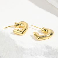 1 Pair Simple Style Heart Shape Plating Brass Ear Studs sku image 1