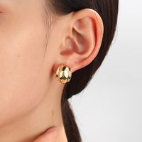 1 Pair Simple Style C Shape Solid Color Plating Brass Ear Studs main image 3