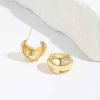 1 Pair Simple Style C Shape Solid Color Plating Brass Ear Studs main image 2