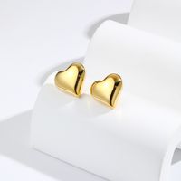 1 Pair Sweet Heart Shape Plating Copper Ear Studs sku image 1