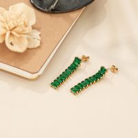 1 Pair Simple Style Tassel Plating Inlay Stainless Steel Zircon Gold Plated Drop Earrings main image 5