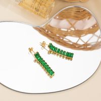 1 Pair Simple Style Tassel Plating Inlay Stainless Steel Zircon Gold Plated Drop Earrings main image 4