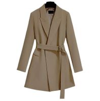 Women's Coat Long Sleeve Blazers Belt Business Solid Color main image 2