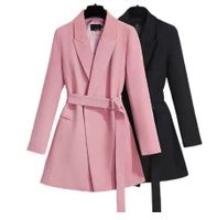Women's Coat Long Sleeve Blazers Belt Business Solid Color main image 1