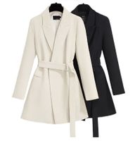 Women's Coat Long Sleeve Blazers Belt Business Solid Color main image 3