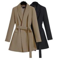 Women's Coat Long Sleeve Blazers Belt Business Solid Color main image 5