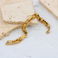 Edelstahl 304 18 Karat Vergoldet Hip Hop Überzug Geometrisch Armbänder Halskette main image 2