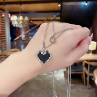 Streetwear Heart Shape Titanium Steel Women's Layered Necklaces main image 3