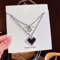 Streetwear Heart Shape Titanium Steel Women's Layered Necklaces sku image 1