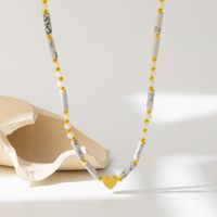 Süß Süss Farbblock Ein Naturstein Kupfer Perlen Überzug Halskette sku image 1