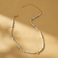 Süß Süss Farbblock Ein Naturstein Kupfer Perlen Überzug Halskette main image 4