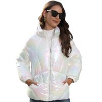 Femmes Décontractée Couleur Unie Fermeture Éclair Manteau Vêtements En Coton main image 6