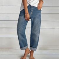 Women's Street Casual Solid Color Full Length Washed Jeans main image 5