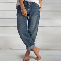 Women's Street Casual Solid Color Full Length Washed Jeans main image 4