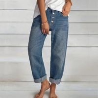 Women's Street Casual Solid Color Full Length Washed Jeans main image 3