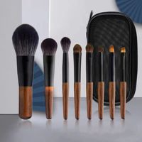 Ethnic Style Horsehair Wooden Handle Makeup Brushes 8 Pieces main image 4