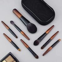 Ethnic Style Horsehair Wooden Handle Makeup Brushes 8 Pieces main image 3
