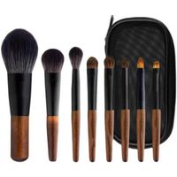 Ethnic Style Horsehair Wooden Handle Makeup Brushes 8 Pieces main image 2