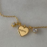 Titanium Steel 18K Gold Plated Simple Style Letter Heart Shape Inlay Zircon Pendant Necklace main image 4