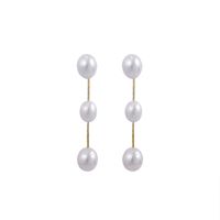 1 Pair Elegant Water Droplets Beaded Freshwater Pearl Copper Drop Earrings main image 3