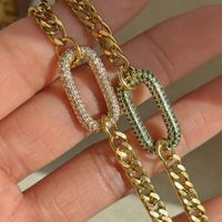 Glass Copper Retro Plating Inlay Geometric Zircon Pendant Necklace sku image 4