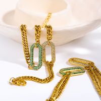 Streetwear Oval Copper Plating Inlay Zircon Bracelets Earrings Necklace main image 5