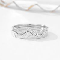 Original Design Waves Sterling Silver Plating Inlay Zircon Rings main image 5