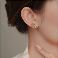1 Pair Lady Butterfly Plating Inlay Copper Zircon Ear Studs main image 3