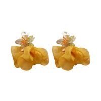 1 Pair Romantic Flower Plating Arylic Cloth Copper Drop Earrings main image 3